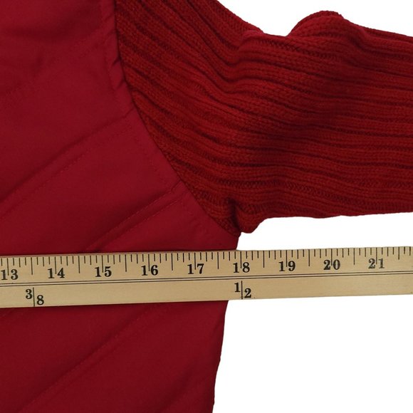 Creazioni Effeci Zip Quilted Sweater Jacket Womens M Red Faux Fur Collar NEW - Picture 3 of 16
